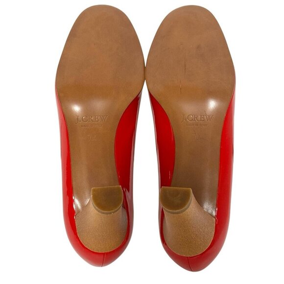 J. Crew Red Patent Leather Pumps 96716 Wooden Heel Italian Made Women's Size 7 - Picture 10 of 16